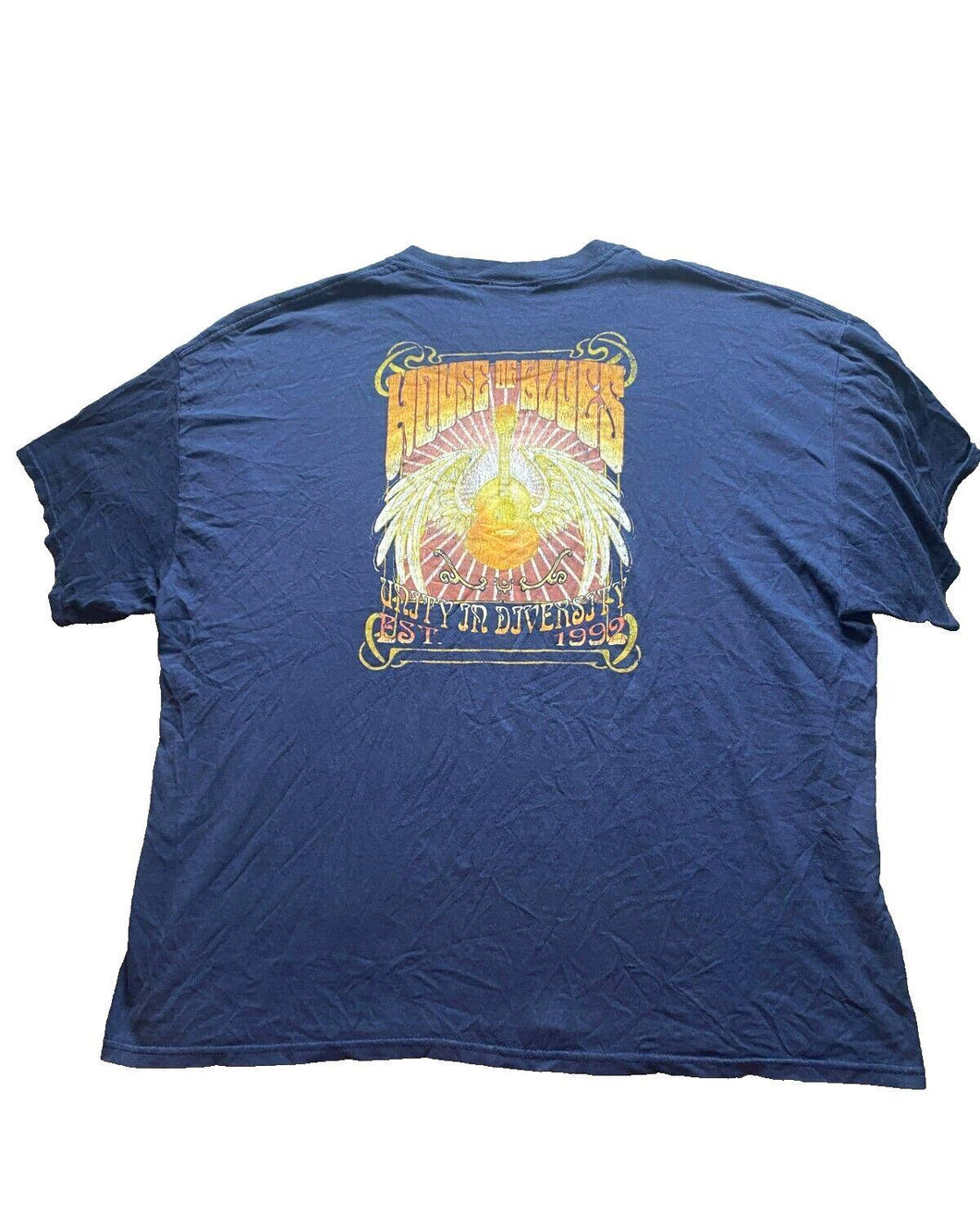 VTG House Of Blues Shirt Adult 2XL XXL Navy Blue Orlando Unity Diversity 90s Men