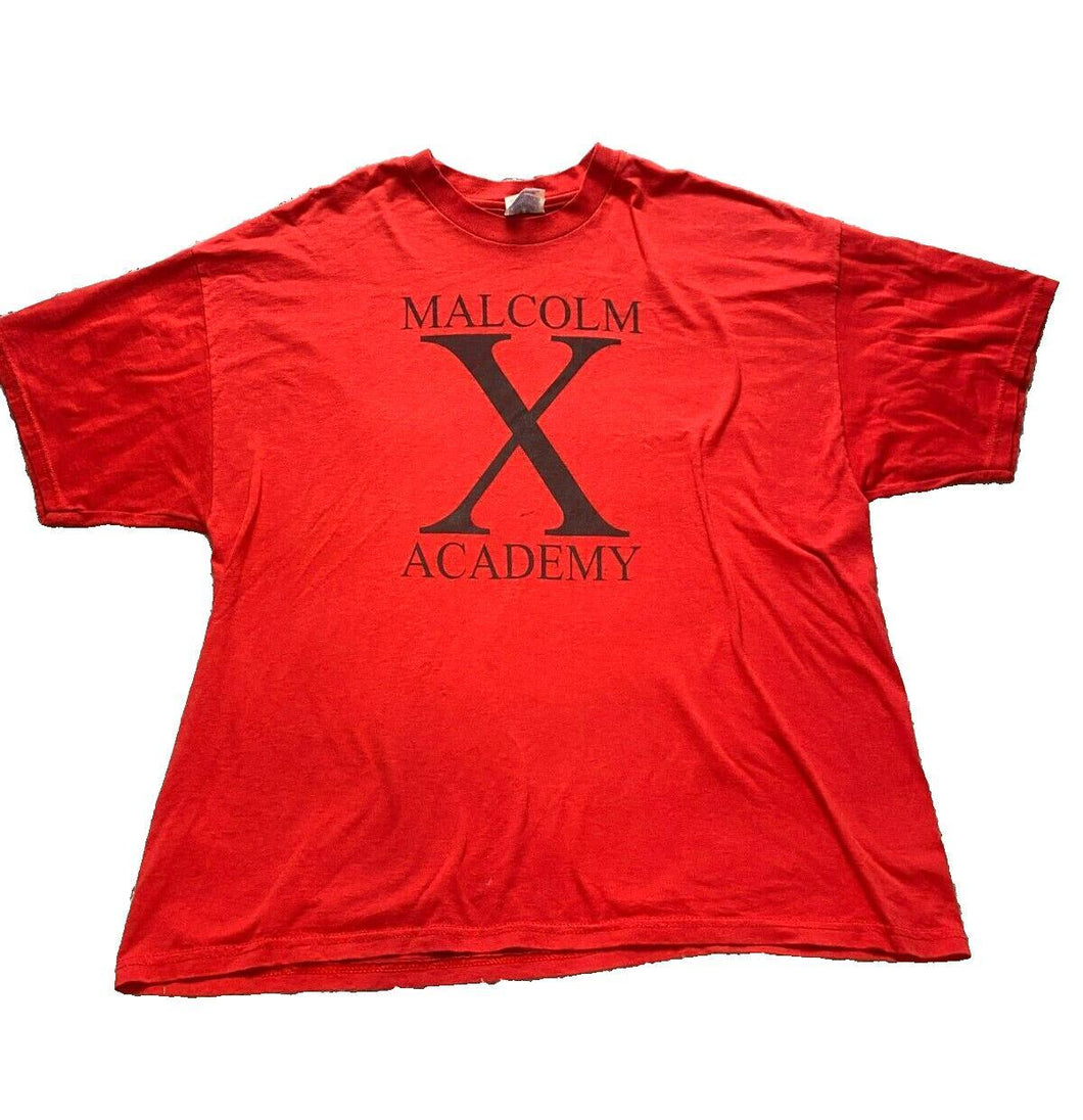 Vintage Malcolm X Academy Shirt Adult Extra Large Red Streetwear Hip Hop 90s Men