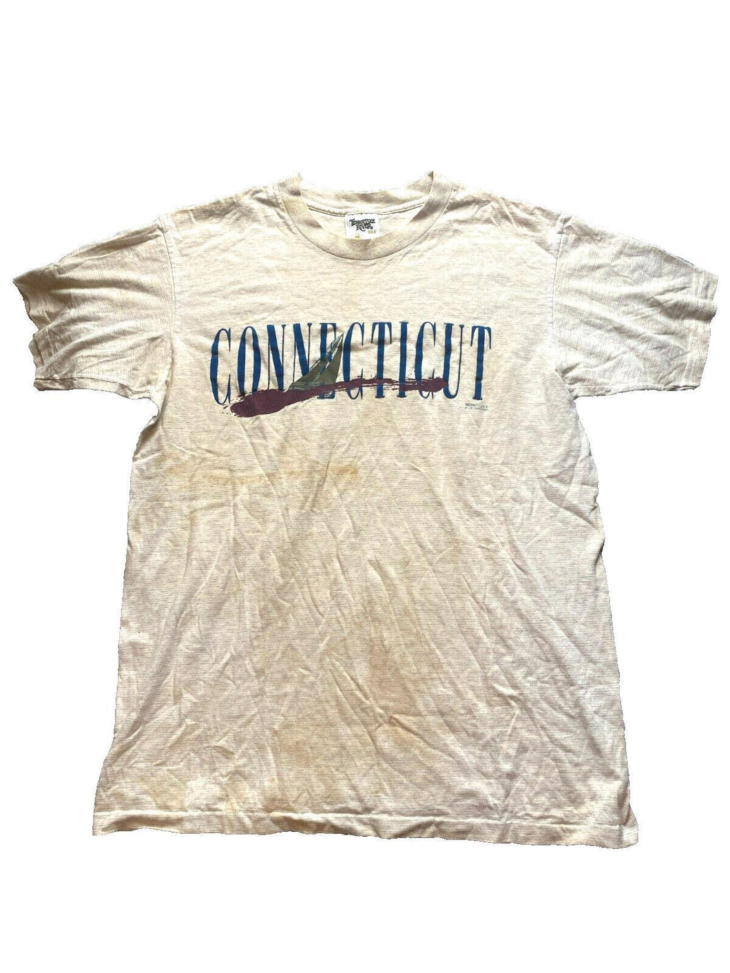 VTG Connecticut Shirt Adult Large Single Stitch Boat Tennessee River Gold 90s