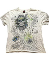 Load image into Gallery viewer, Mad Engine Shirt Adult Large White Paisley Skull Web Tattoo Grunge Gothic Mens

