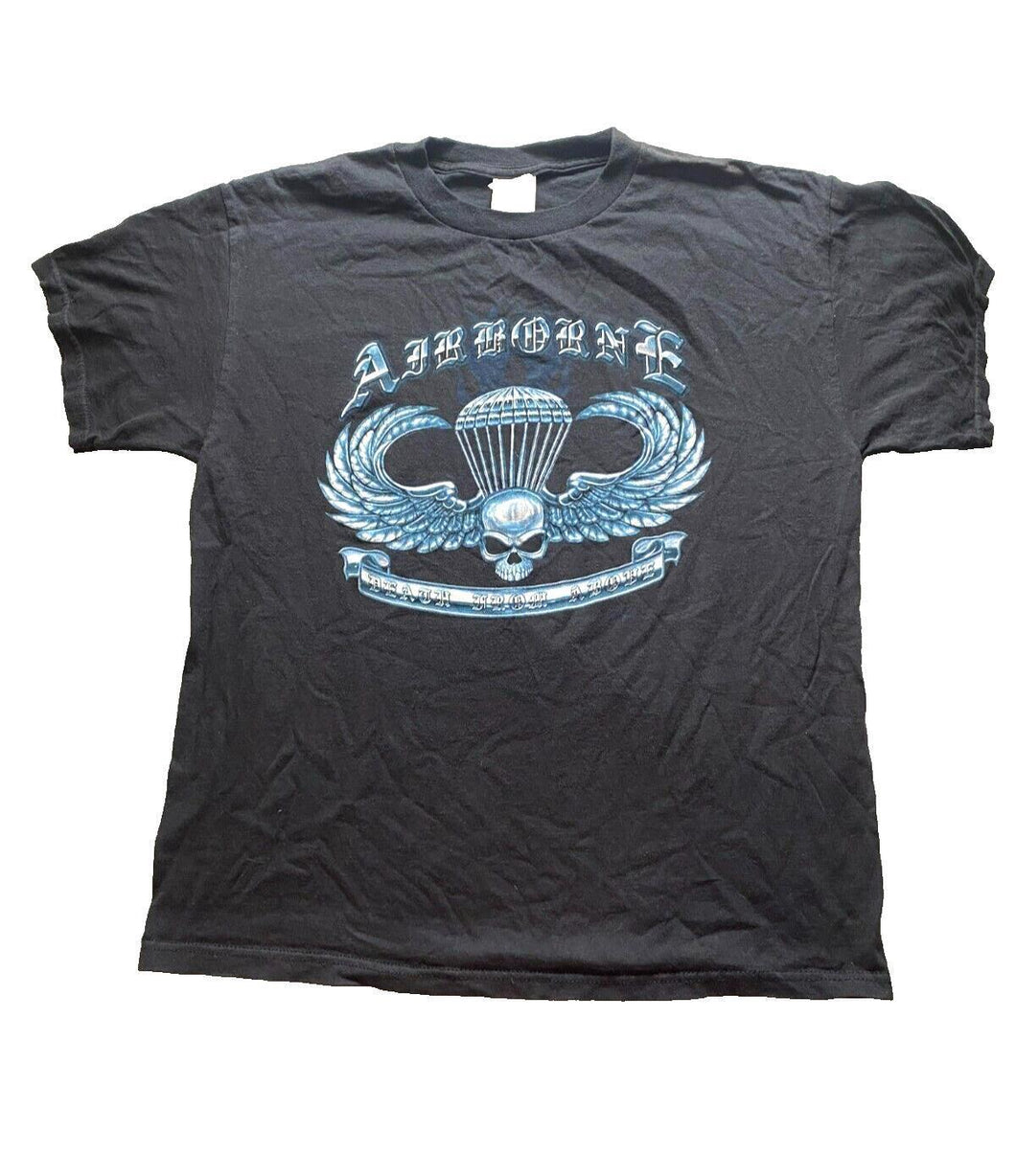 VTG Airborne Shirt Adult Medium Death From Above Skull Angel Wings Grunge Mens