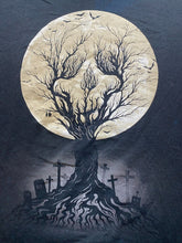 Load image into Gallery viewer, Halloween Shirt Adult Extra Large Black Full Moon Cemetery Grunge Horror Mens
