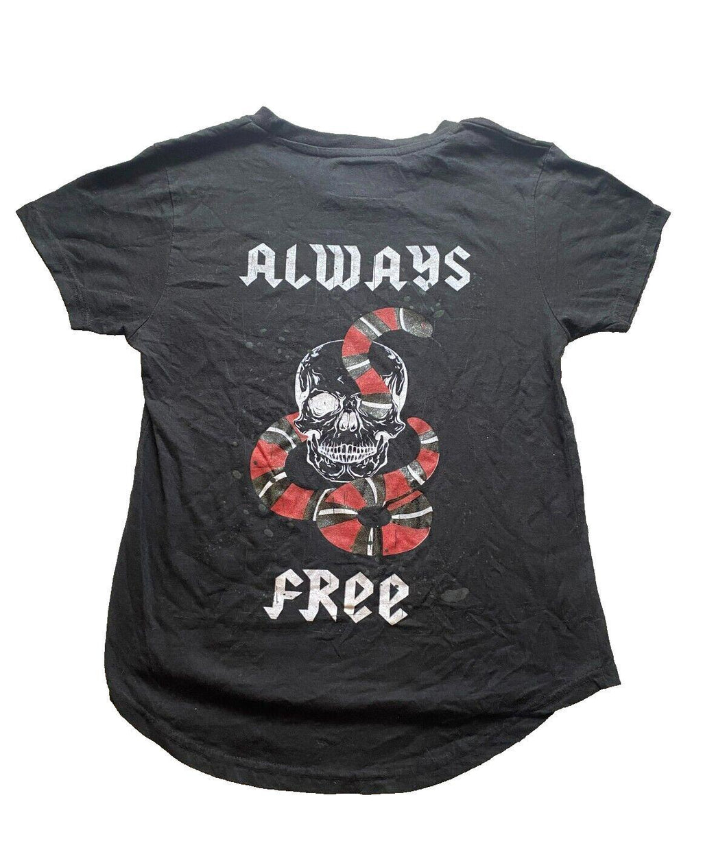 Brooklyn Standard Shirt Womens Medium Black Always Free Goth Skull Snake Grunge