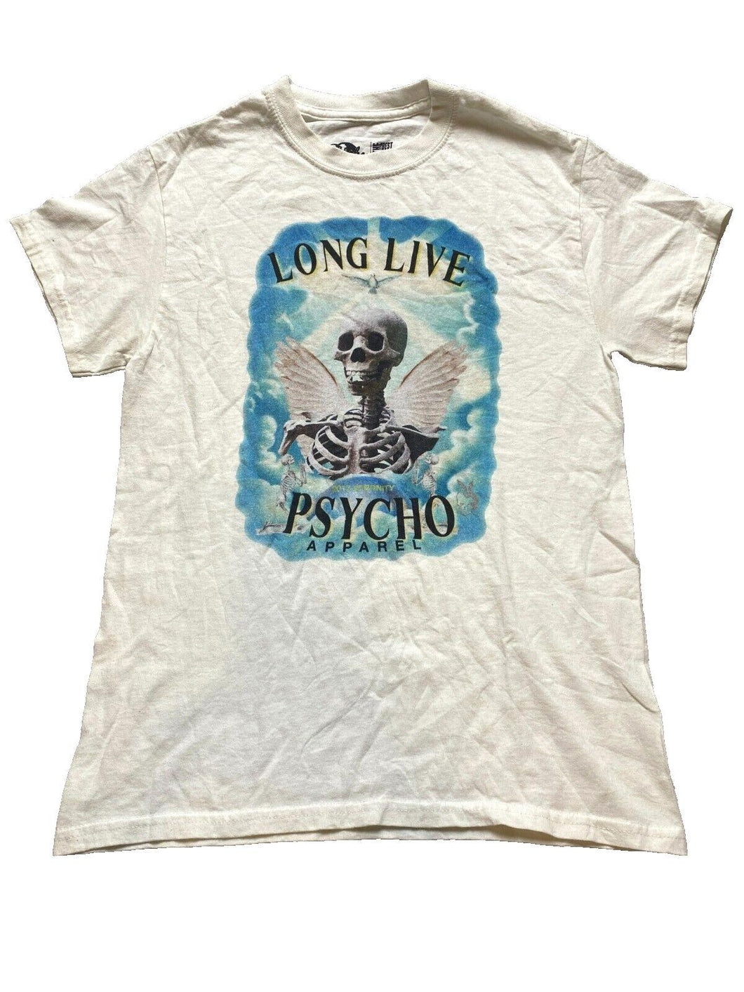 Psycho Apparel Shirt Adult Small White Long Live Skeleton Eternity Grunge Mens