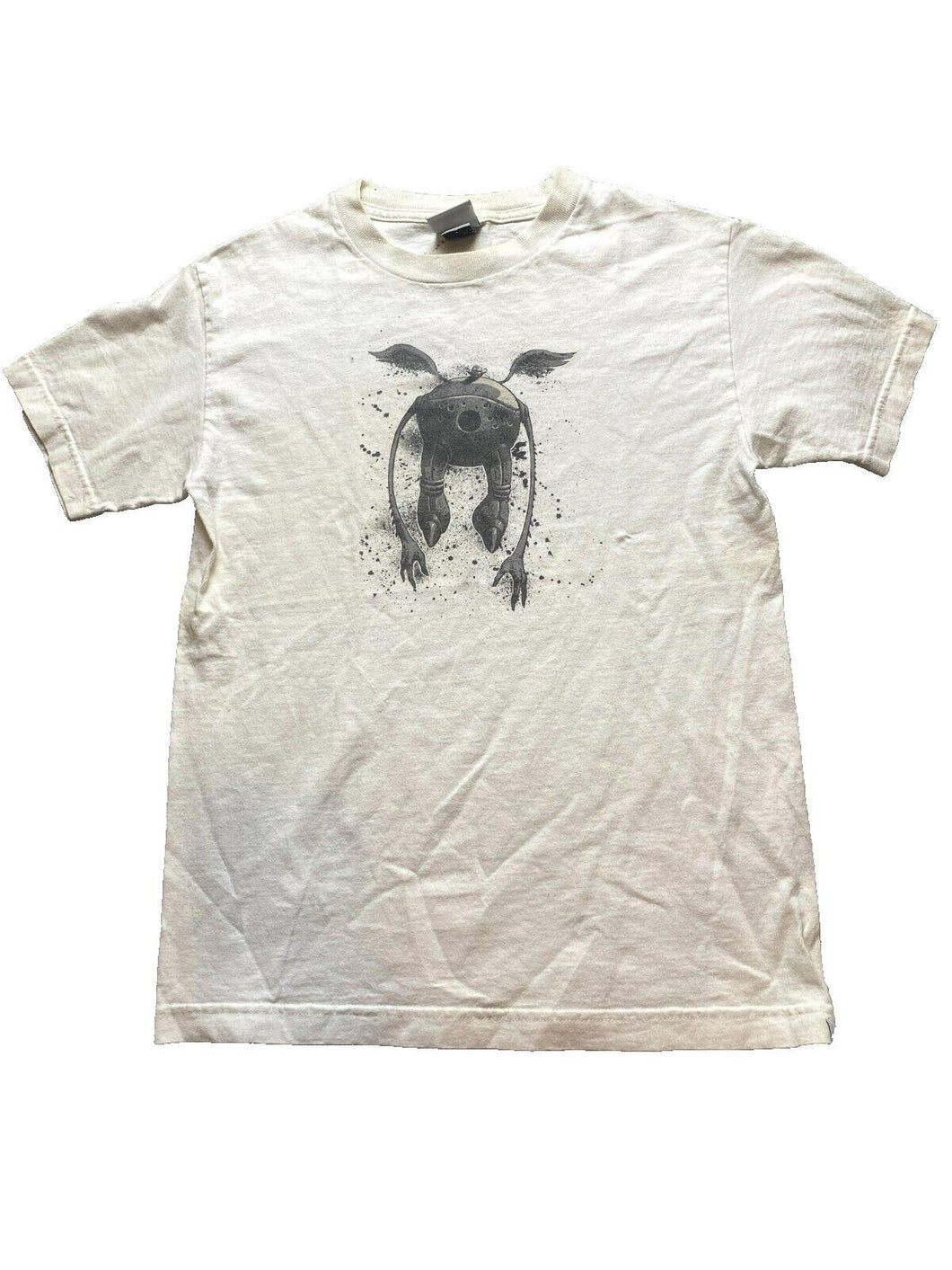 Fifty 24SF Shirt Adult Small White Flying Alien Robot Grunge Gothic USA Mens
