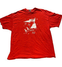 Load image into Gallery viewer, VTG KFC Shirt Adult 2XL 2X Red To The North Pole Snowflakes Penguins 90s Mens
