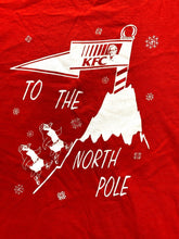Load image into Gallery viewer, VTG KFC Shirt Adult 2XL 2X Red To The North Pole Snowflakes Penguins 90s Mens
