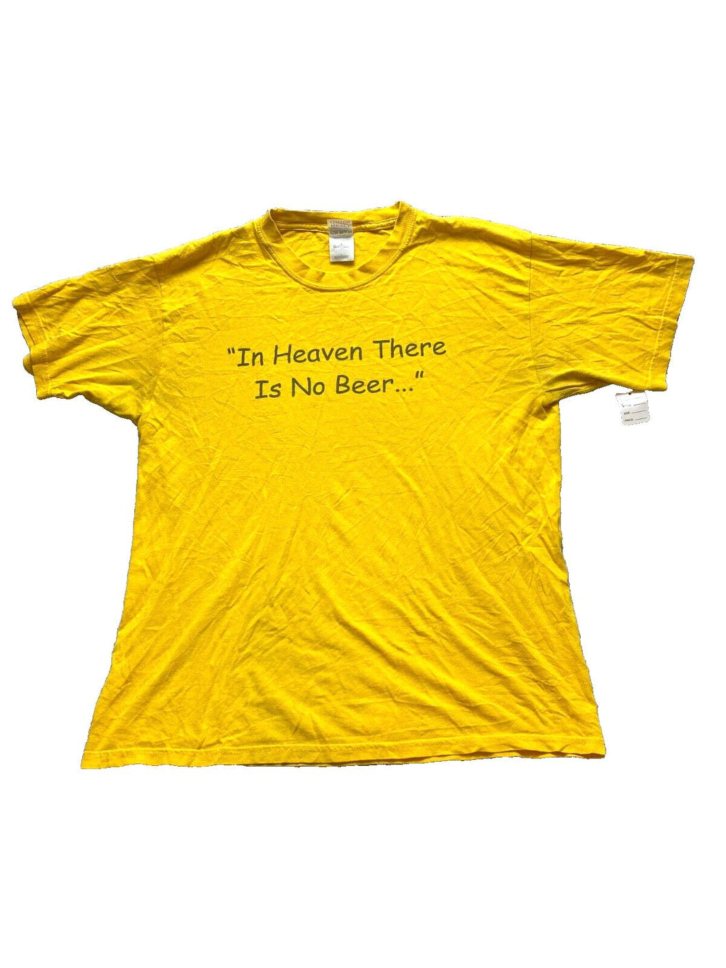 VTG In Heaven There Is No Beer Shirt Adult Large Gold Iowa Hawkeyes 90s Mens