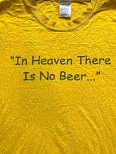 Load image into Gallery viewer, VTG In Heaven There Is No Beer Shirt Adult Large Gold Iowa Hawkeyes 90s Mens
