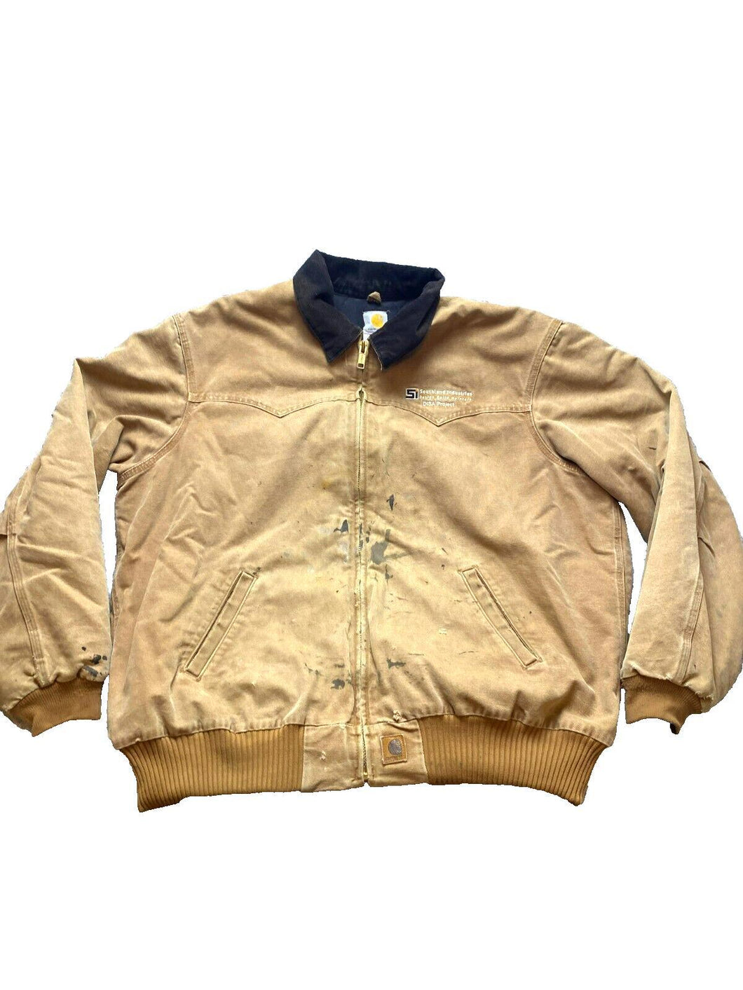 Vintage Carhartt Jacket Adult 4XL Tan Zip Bomber Detroit Style Quilt Lined Chore
