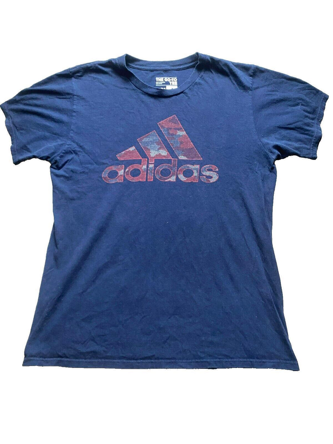 Adidas Shirt Adult Medium Camo Spell Out Logo Go To Crew Neck Short Sleeve Mens