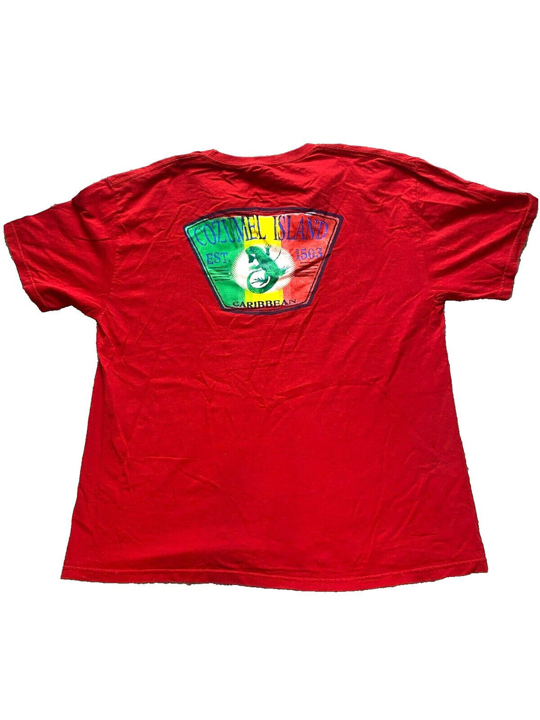 VTG Cozumel Island Shirt Adult Extra Large Red Iguana Caribbean Iguana Rasta Men