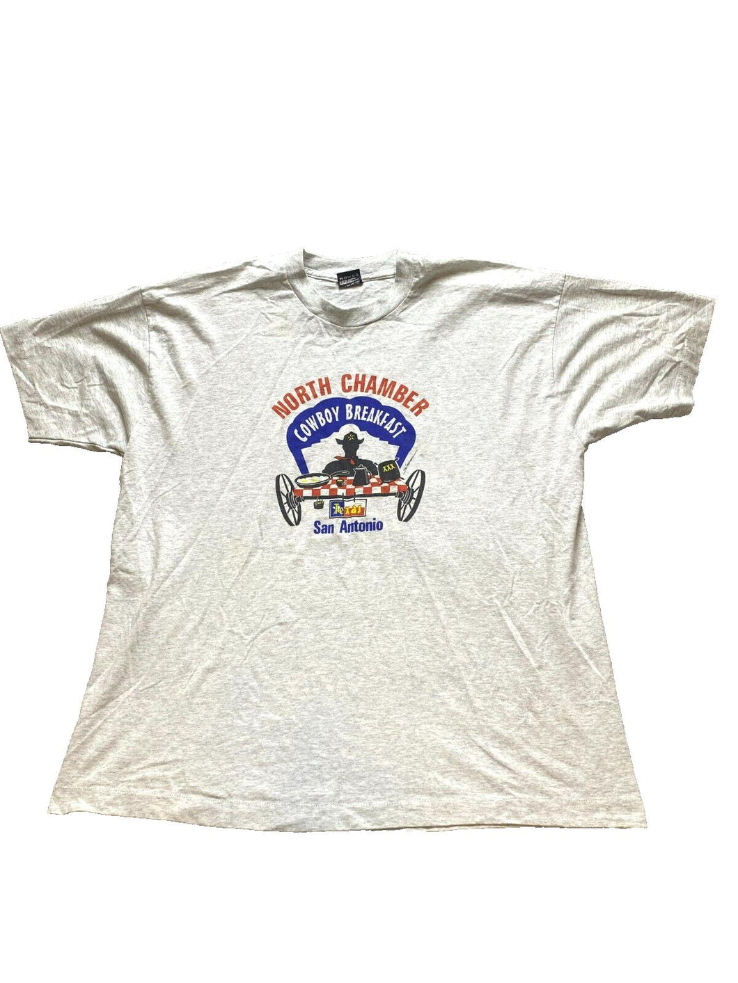 VTG Cowboy Breakfast Shirt Adult 2XL North Chamber San Antonio Single Stitch 90s
