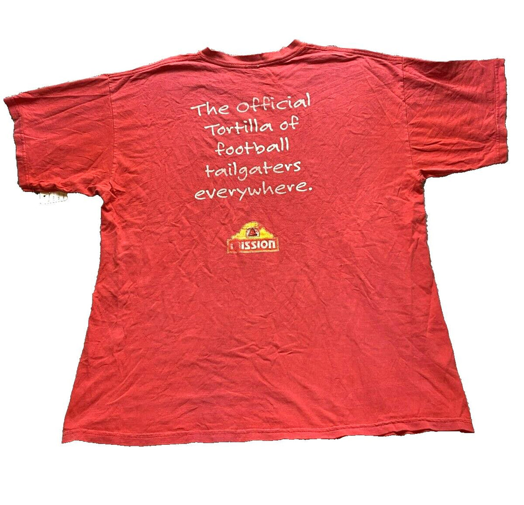 VTG Mission Foods Tortillas Shirt Adult Extra Large Red Football Tailgaters Mens