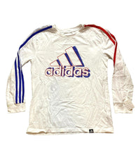 Load image into Gallery viewer, Adidas Shirt Youth Medium White Three Stripes Big Center Logo Athletic Boys
