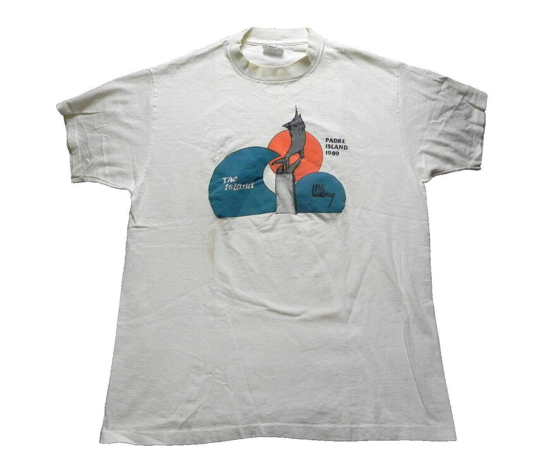 VTG Padre Island Shirt Adult Extra Large 1989 80s Fish Statue Single Stitch Men