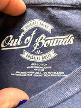 Load image into Gallery viewer, Blues &amp; Brews Shirt Womens Medium Cantina &amp; Crab Snacks Guitar Beach Palm Tree
