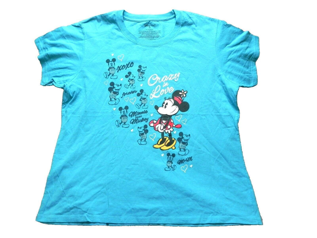 Mickey & Minnie Mouse Shirt Womens 2XL XXL Crazy In Love Forever Disney Ladies