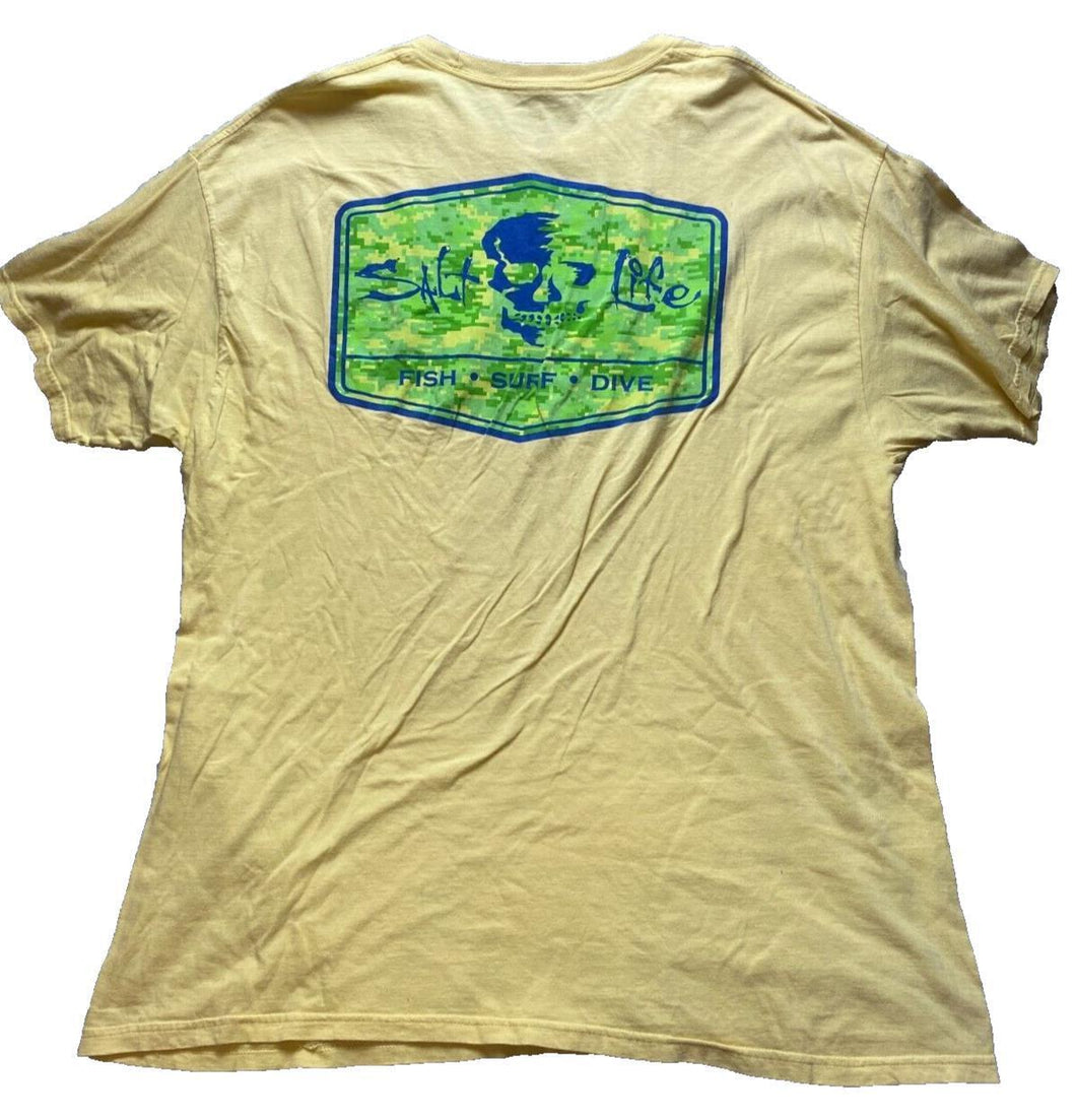 Salt Life Shirt Adult 2XL XXL Live Salty Fishing Surfing Diving Short Sleeve Men