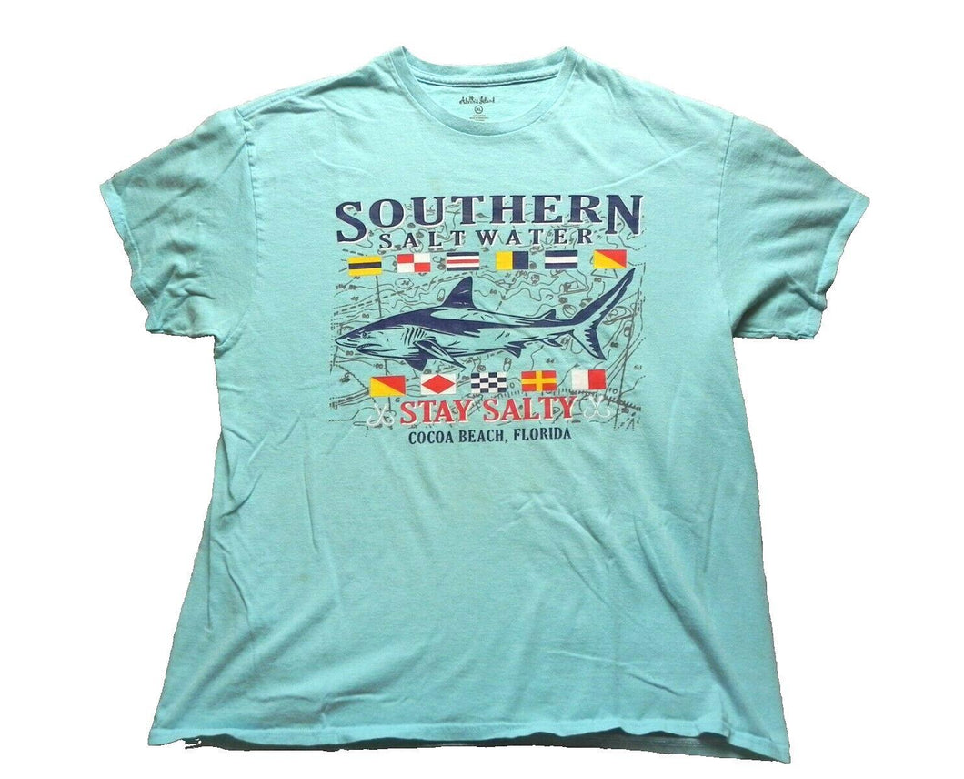 Southern Saltwater Shirt Adult Extra Large Stay Salty Cocoa Beach FL Shark Mens