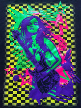 Load image into Gallery viewer, VTG Rock N&#39; Roll Shirt Womens Large Lumo Girl Guitar Glow in The Dark 90s Ladies
