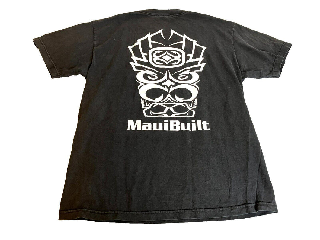 Vintage Maui Built Shirt Adult Medium Black White Tiki Hawaiian Aloha 90s Mens