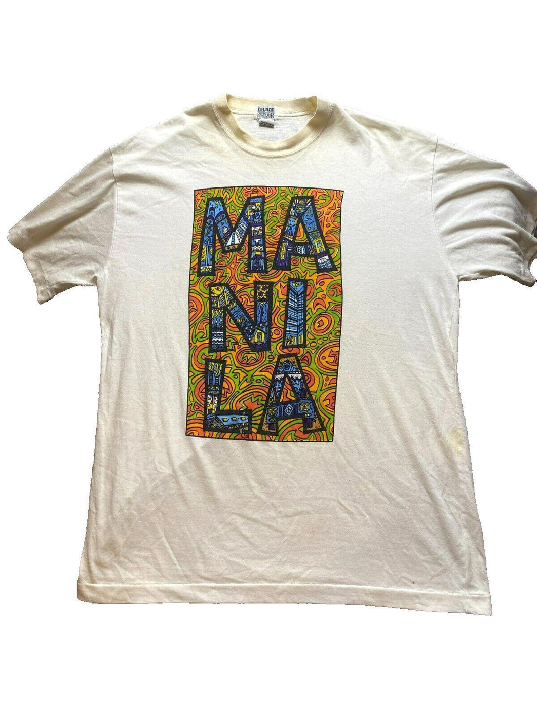 VTG Manila Shirt Adult Extra Large Single Stitch Abstract Art Island Spice Mens