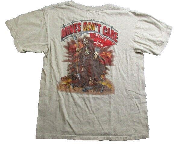 Be Aware Mines Afghanistan Shirt Adult Medium Mines Don't Care Grim Reaper Mens