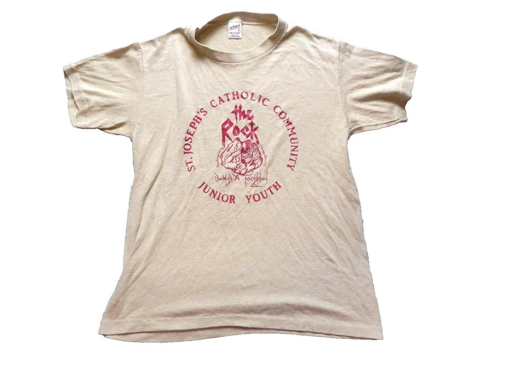 VTG St Joseph Catholic Community Shirt Adult Medium Single Stitch Rock 80s Mens