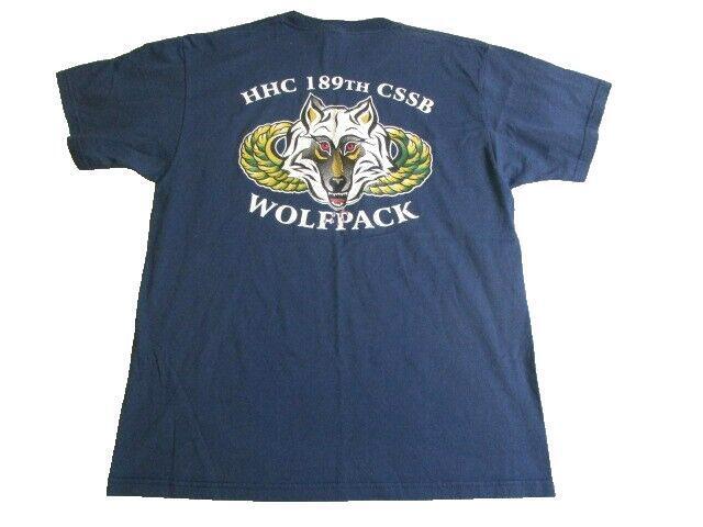 VTG  Military Shirt Adult Large Blue Stay Army HHC 189th CSSB Wolfpack Y2K Mens