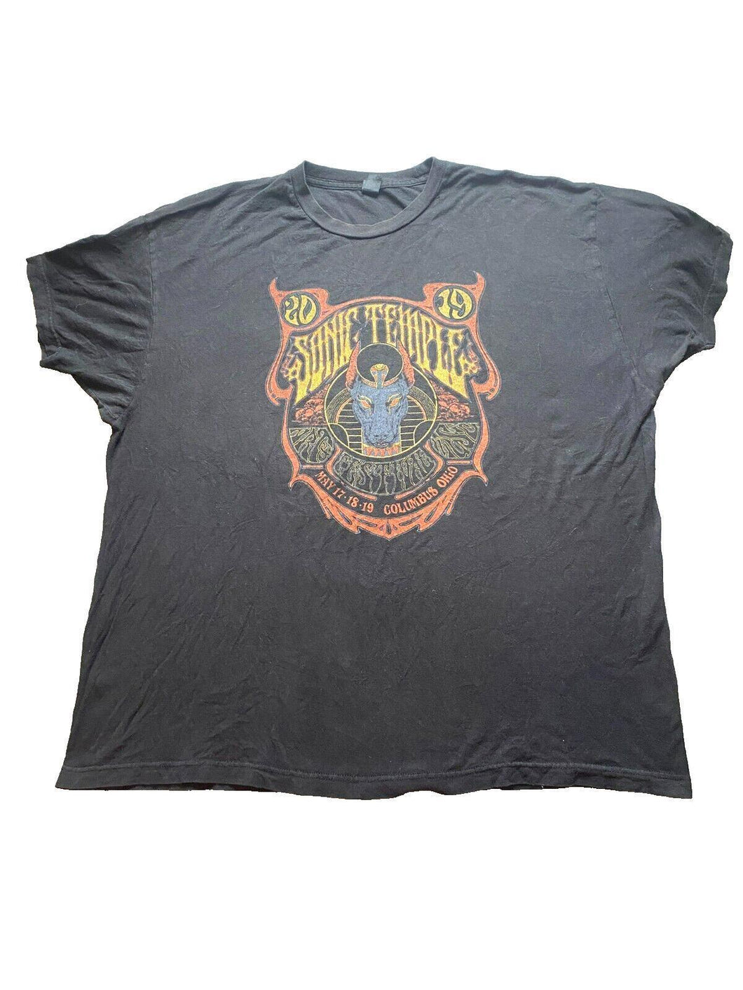 Sonic Temple Shirt Adult 3XL XXXL Black Columbus Ohio Egyptian Anubis Y2K Mens