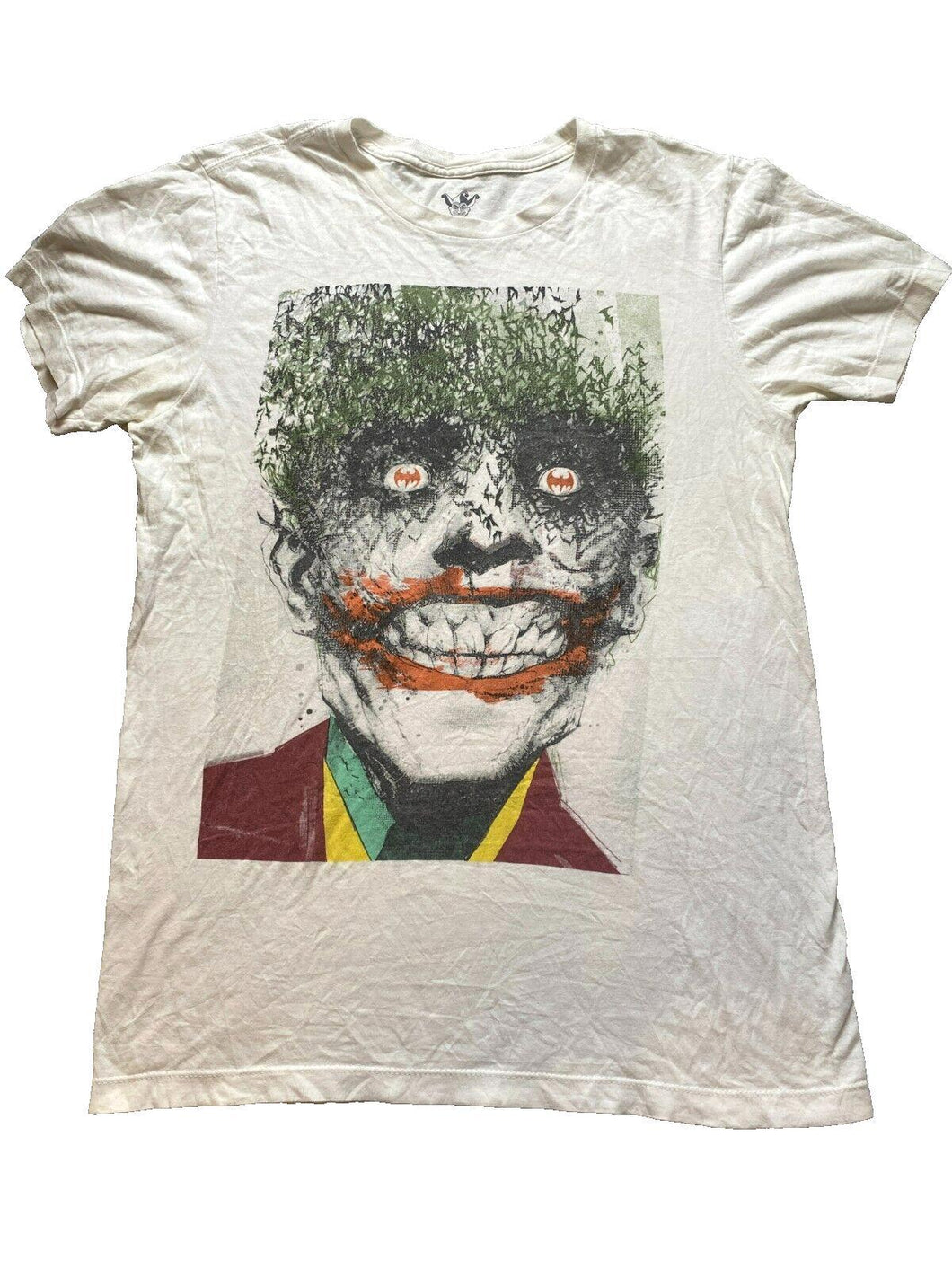 The Joker Shirt Adult Medium Batman DC Comics Bat Crazy Villain White Mens
