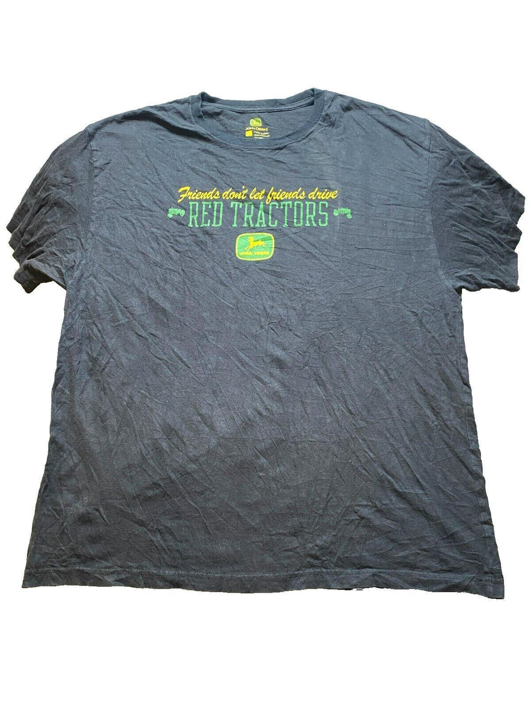 John Deere Shirt Adult 2XL XXL Don't Drive Red Tractors Farm Country Black Mens