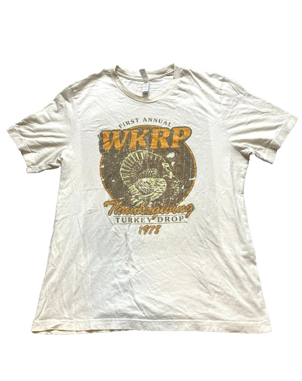 WKRP Shirt Adult Extra Large Beige Thanksgiving Turkey Drop Streetwear Mens