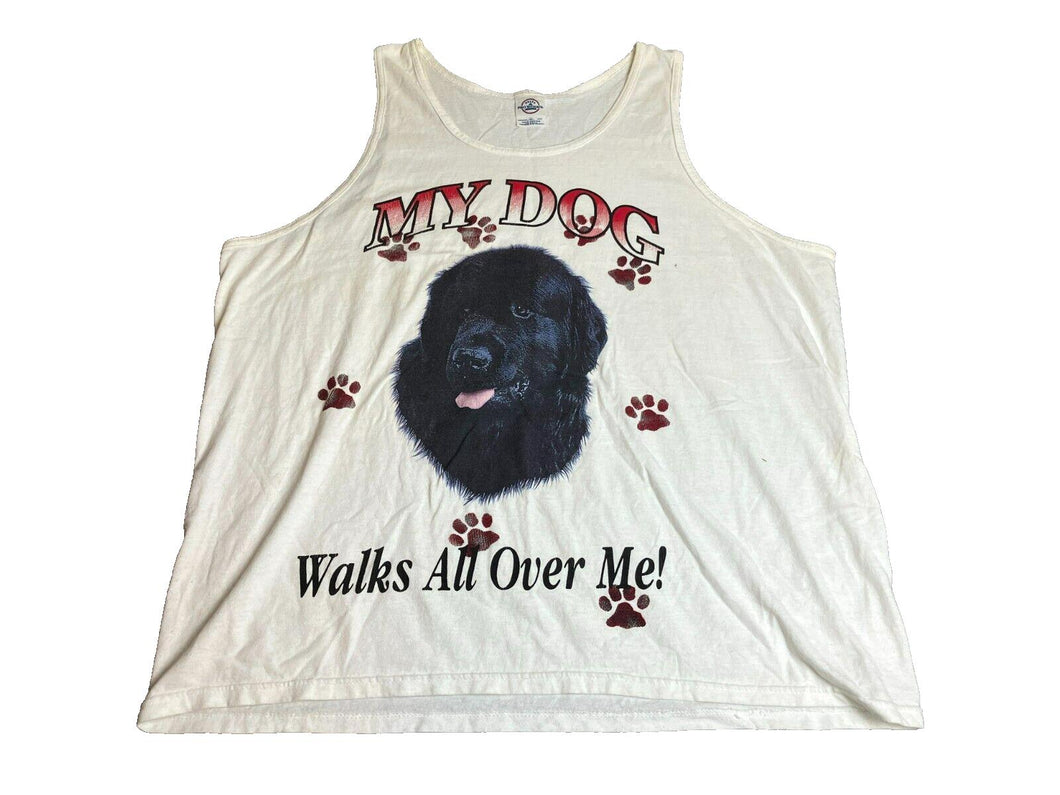 VTG Dog Shirt Adult Extra Large Y2K Walks All Over Me Newfoundland Tank Paws Men