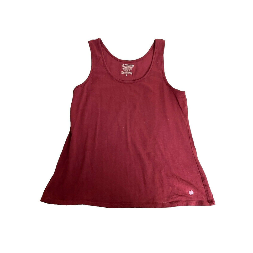 Lucky Brand Shirt Womens Large Tank Sleeveless Round Neck Spandex Stretch Ladies