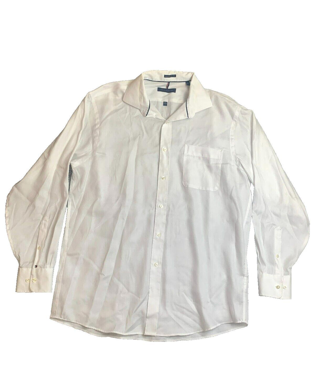 Tommy Hilfiger Shirt Adult 16-16.5 Large White Regular Fit Non Iron Dress Mens