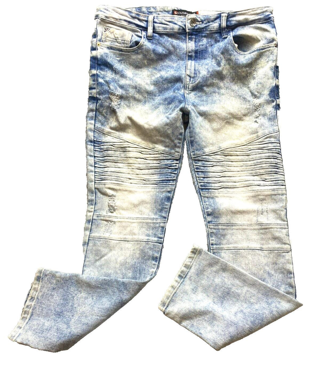 Southpole Jeans Adult 36x30 Blue Denim Skinny Grunge Distressed MCMXCI Mens