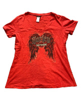 Load image into Gallery viewer, Harley Davidson Shirt Womens Large Red Angel Wings Motorcycle Biker Smithfield
