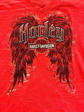 Load image into Gallery viewer, Harley Davidson Shirt Womens Large Red Angel Wings Motorcycle Biker Smithfield
