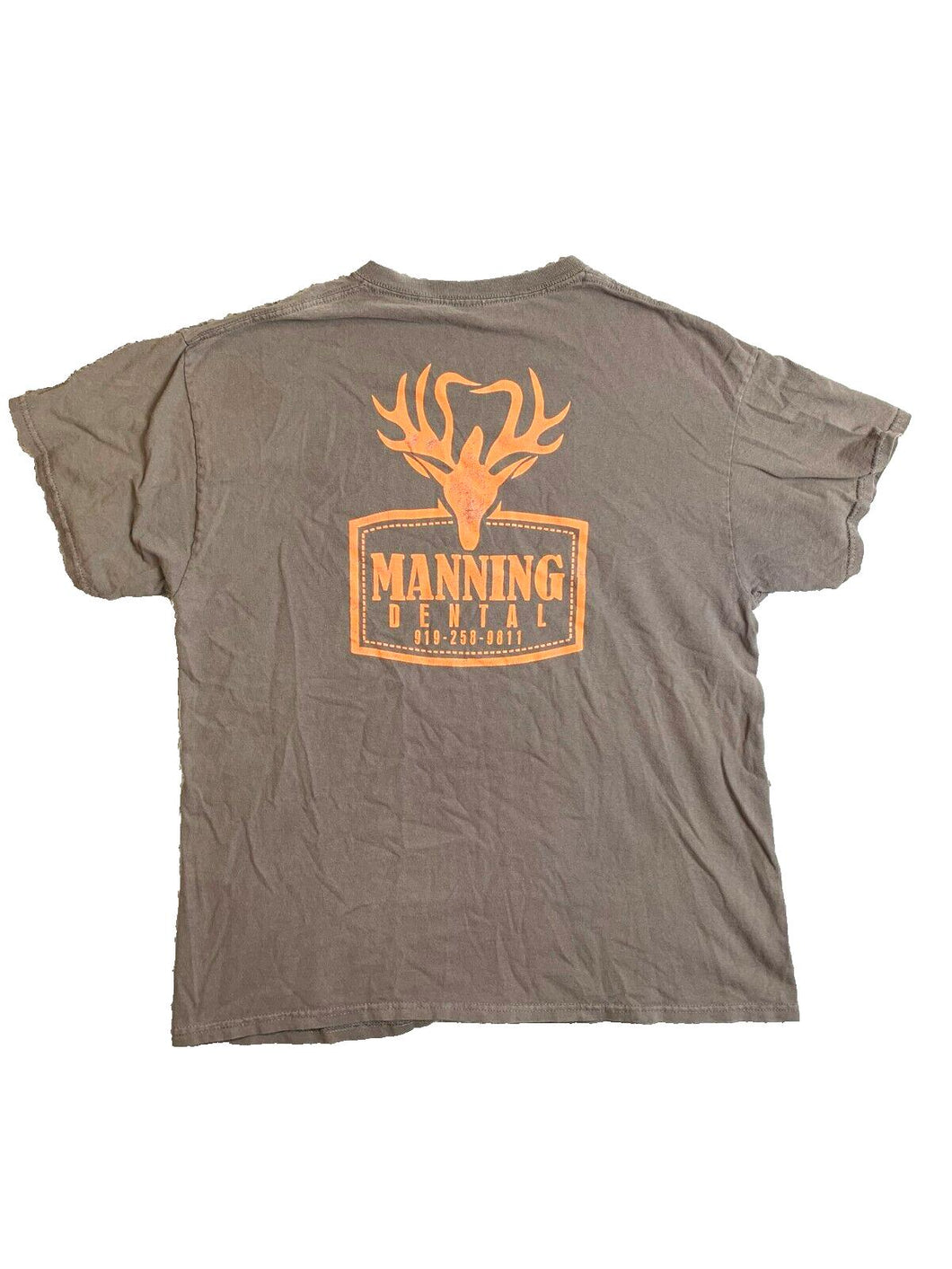 VTG Manning Dental Shirt Adult Medium Brown Deer Hunting Hunter Outdoor 90s Mens
