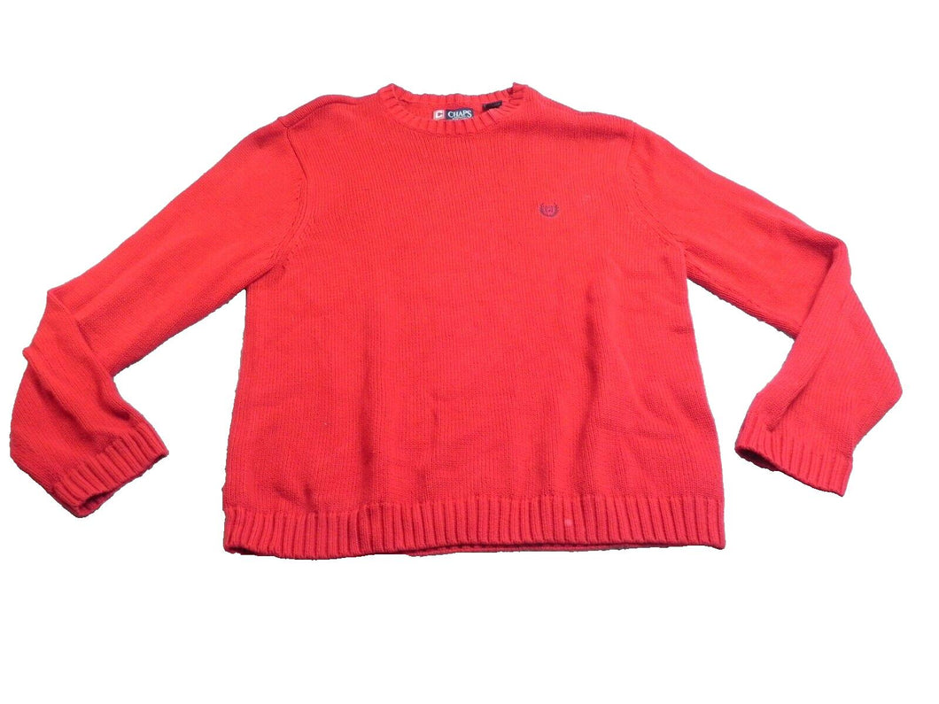 VTG Chaps Sweater Adult Large Red Knitwear Crest Logo Outerwear Pullover Mens