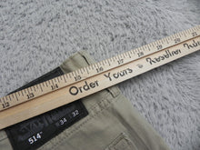 Load image into Gallery viewer, Levis 514 Jeans Adult 34x32 Khaki Straight Leg Black Label Flat Front Mens
