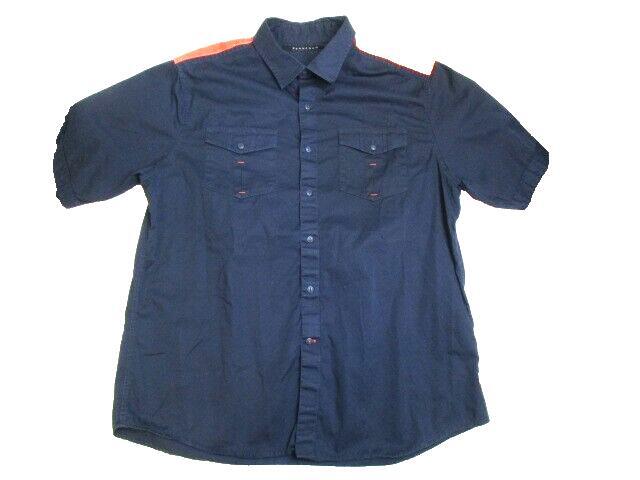 Sean John Shirt Adult Extra Large Navy Button Down Flap Pocket Casual Mens
