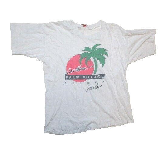 VTG 80's Caribbean Shirt Adult Large 42 Palm Village Aruba Single Stitch Mens