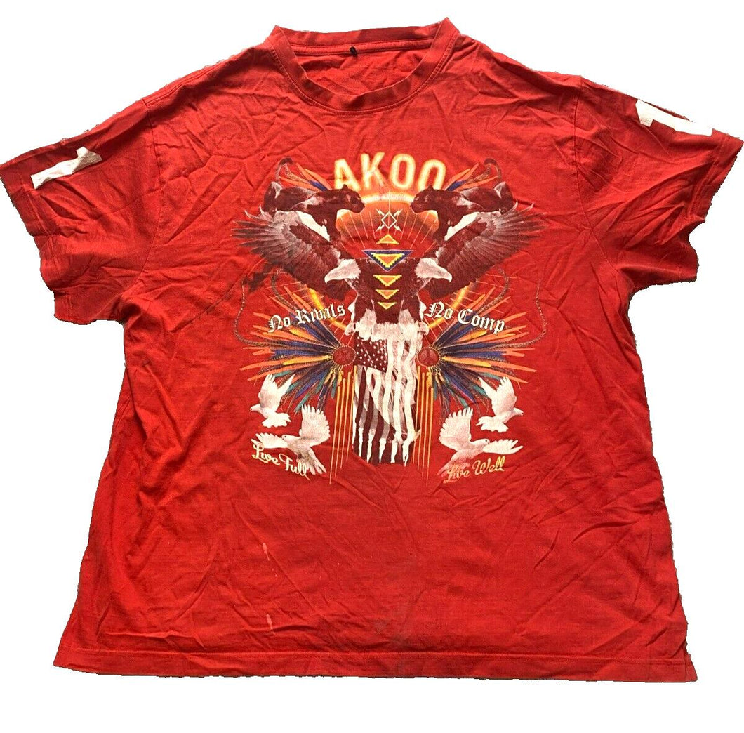 AKOO Shirt Adult 3X Red No Rivals No Camp American Eagle Black Panther Mens