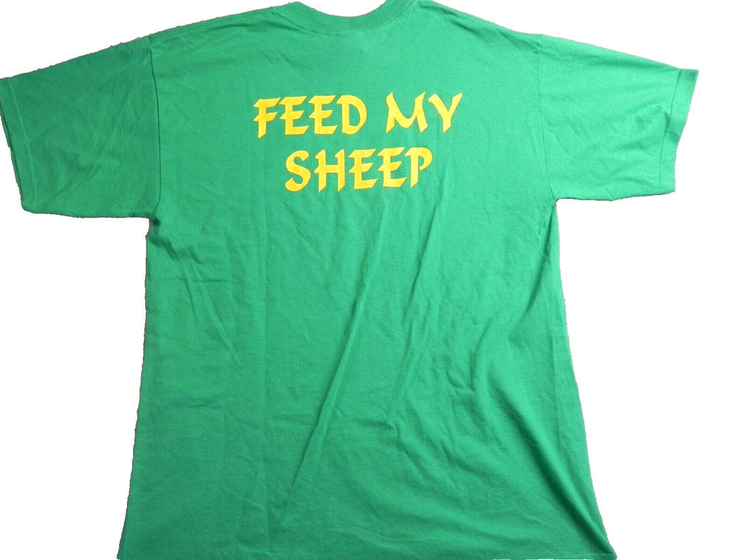 Vintage Judgement House Shirt Adult Large Green Feed My Sheep Christian Mens