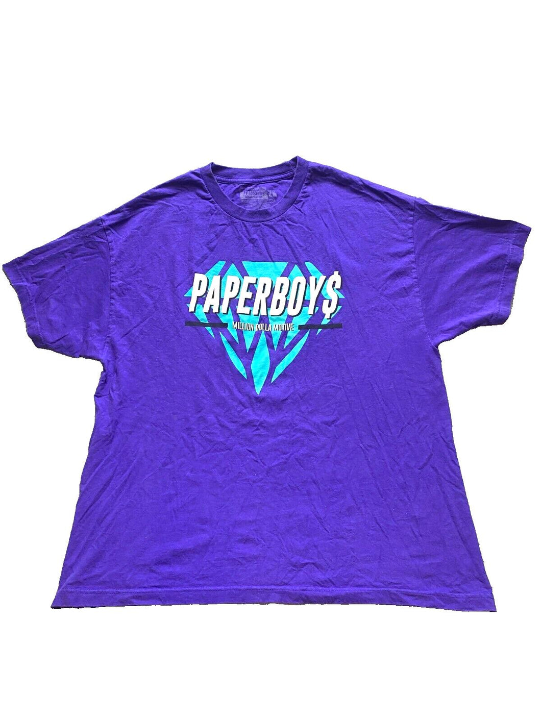 Million Dolla Motive Shirt Adult 2X Purple Paperboys Spellout Diamond Plus Mens
