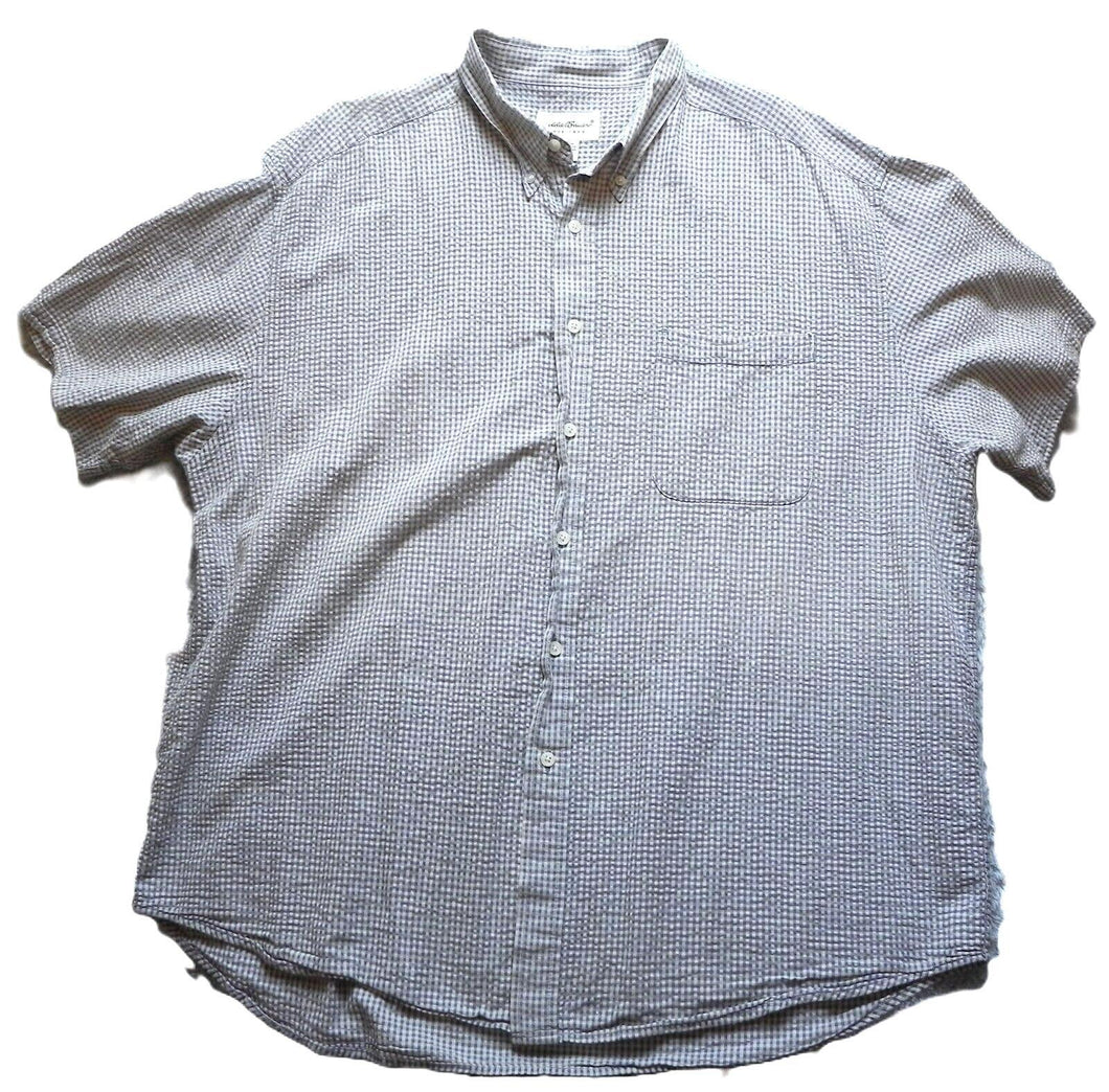 Eddie Bauer Shirt Adult 2XL Gingham Checkered Button Up Short Sleeve Casual Mens
