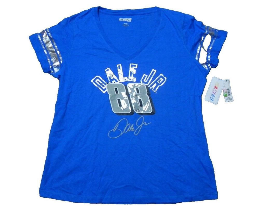 Dale Earnhardt Jr Shirt Womens 2XL NASCAR #88 Blue Silver Car Racing Ladies